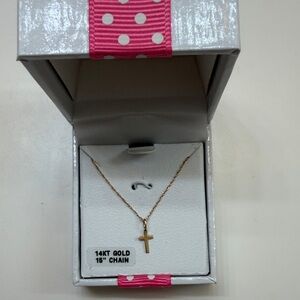 Children’s 14KT Gold Cross Necklace with 15" Chain